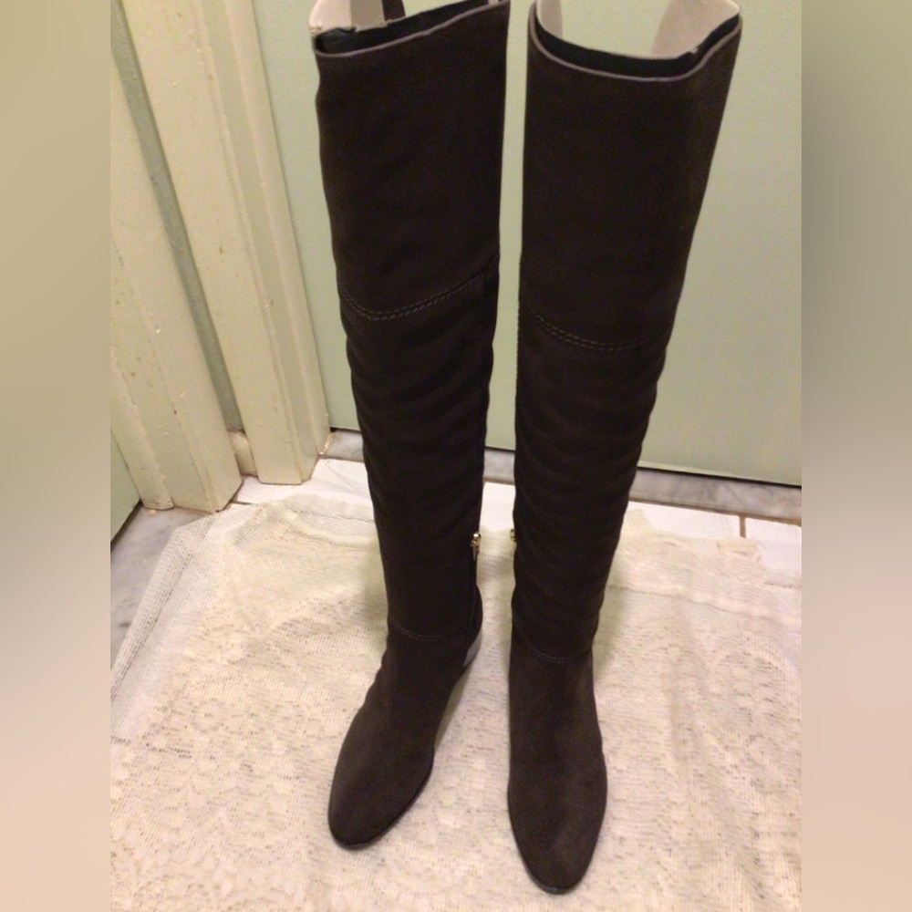 Coach NY Lucia chestnut split Suede Over-the-Knee Boots